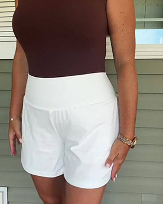 Shorts Høy Midje Anti-Eksponering Dobbel Lag Sport