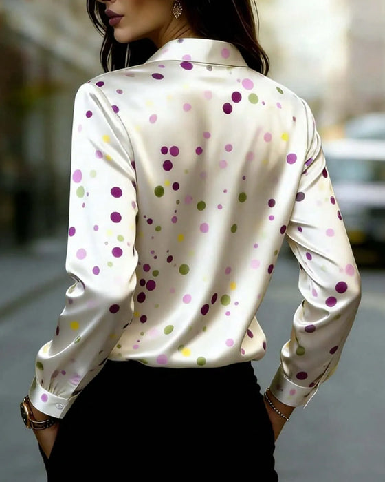 Bluse Prikket Lang Erme Rynket