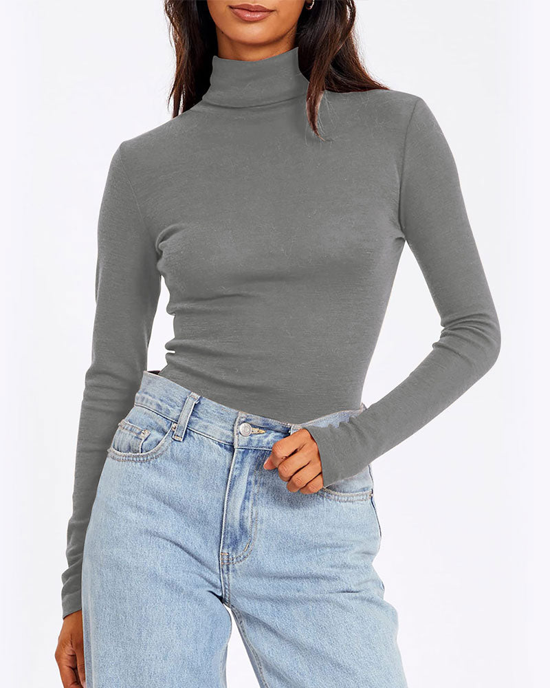 Topp Ensfarget Halv Turtleneck Base