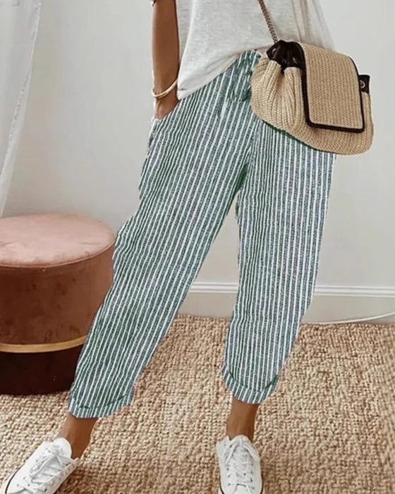 Bukse Casual Stripet Croppet