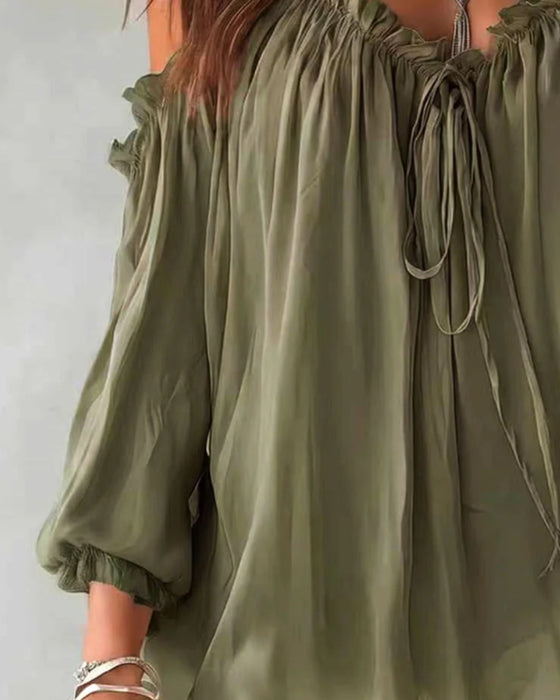 Bluse Ruffle Stroppet Off-Skulder