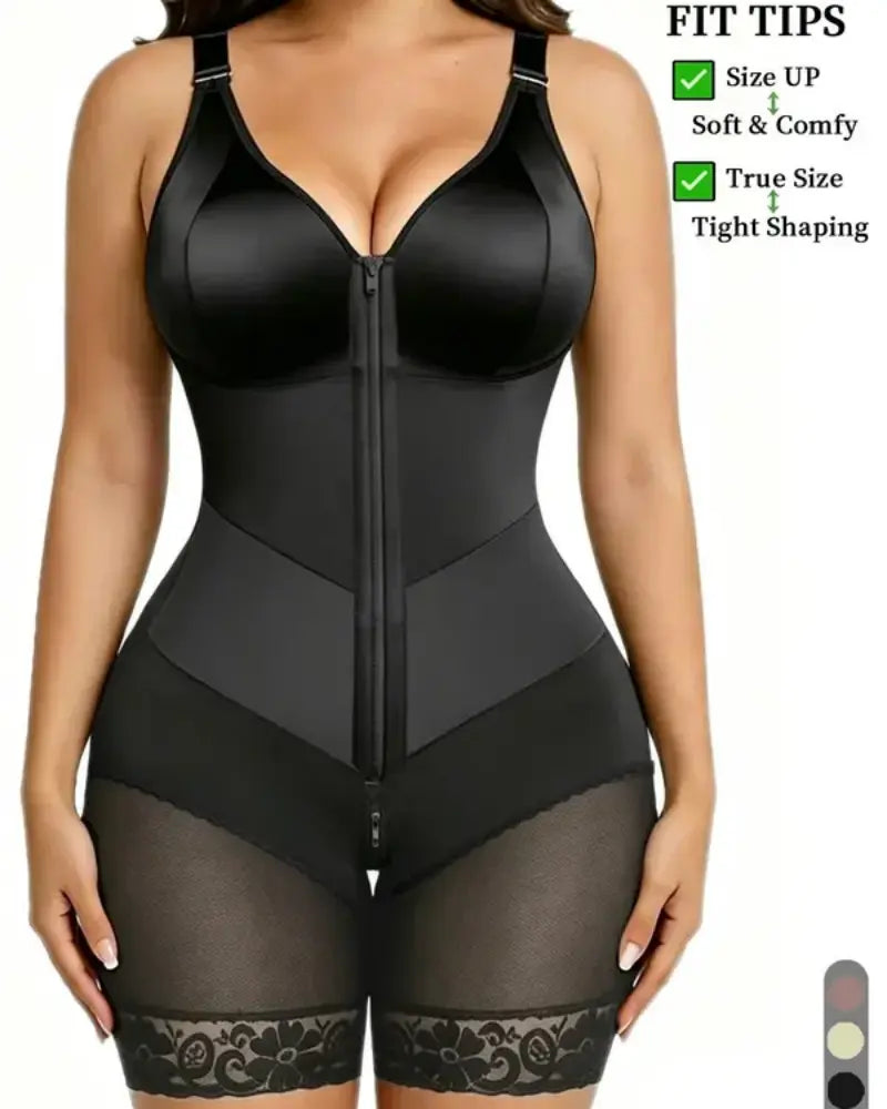 Dame Glidelås Blonde Magekontroll Shapewear Bodysuit
