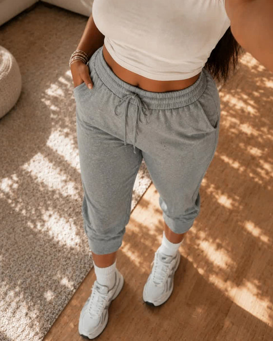 Joggebukse Strikk I Midjen Croppet Jogger
