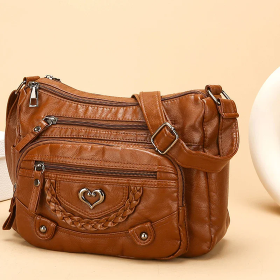 Dame Myk PU Lær Multi-Lomme Crossbody Veske
