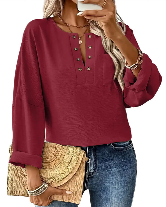 Bluse Solid Casual Lang Erme