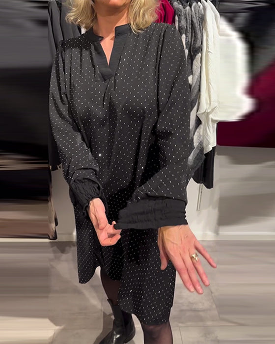 Kjole Med Lanterneermer Med Diamanttrykk