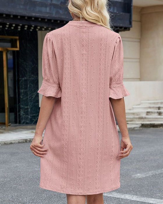 Kjole Ensfarget V-hals