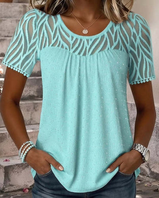 Bluse Nett Patchwork Solid Farge