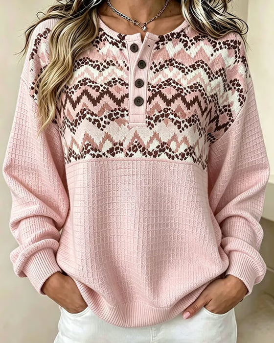 Sweatshirt Rund Hals Vaffel Avslappet