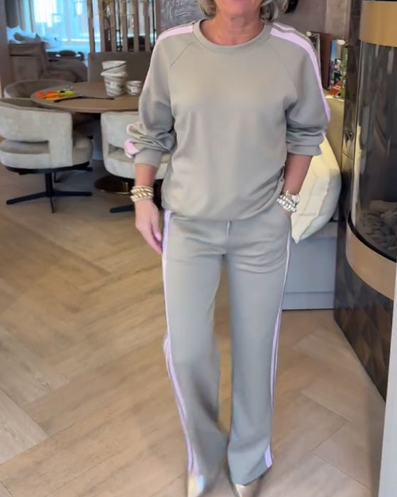 Sett Med Løs Stripet Sweatshirt