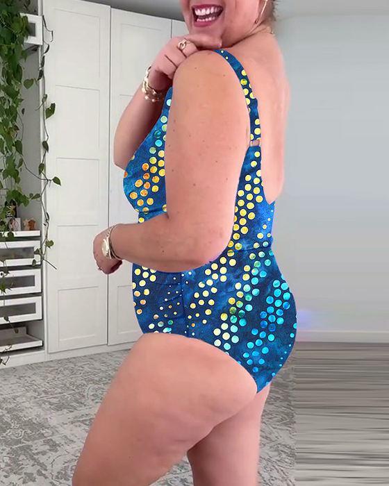 Badedrakt Prikkete Mønster Hofte