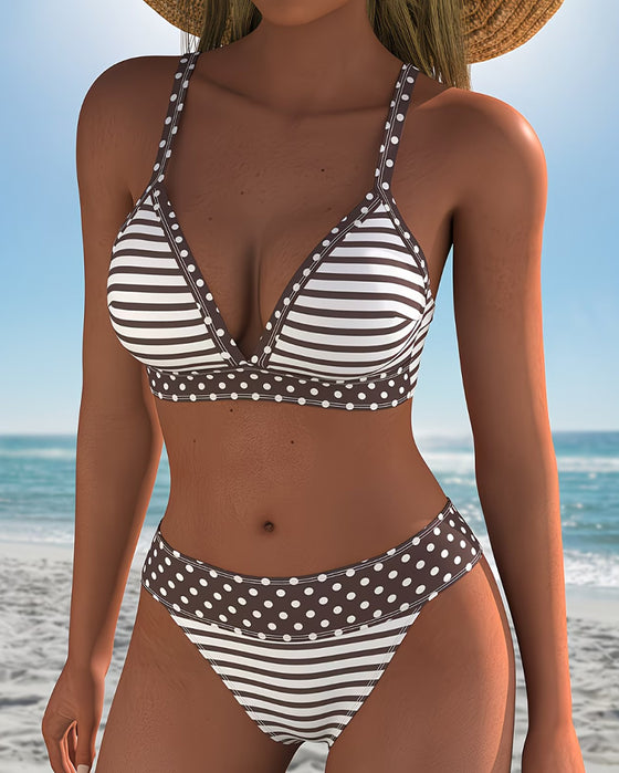 Bikini Stripet Polka Dot Halter