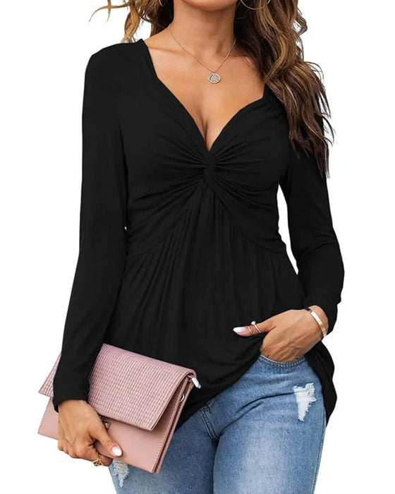 Bluse V-Hals Casual Mote