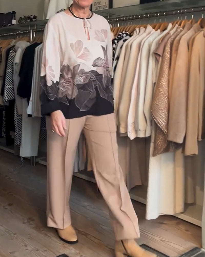 Bluse Knyte Lang Erme Plassering Trykk