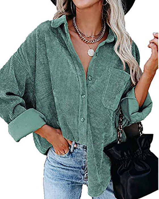 Ensfarget Manchesterbluse Med Lomme