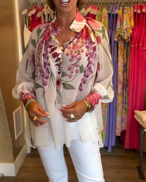 Bluse Lykterm Ermer Casual Trykt