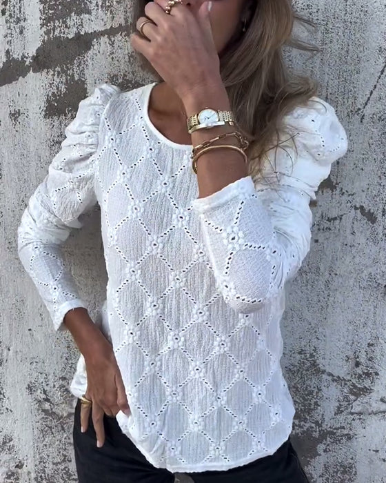 Bluse Med Puffermer Og Cutout