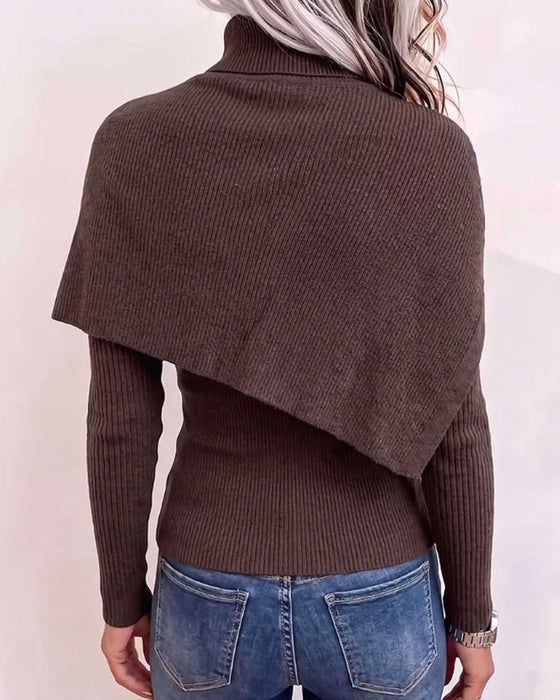 Pullover Sjal Krage To-Delt Strikket