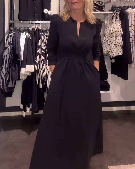 A-Linjekjole Med Pufferm Og Markert Midje