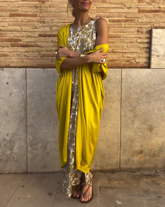 Elegant todelt dress med vintagetrykk