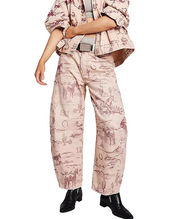 Jeans Løs Passform Trykk Midjehøyde
