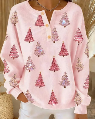 Genser Juletre Trykk Henley Krage