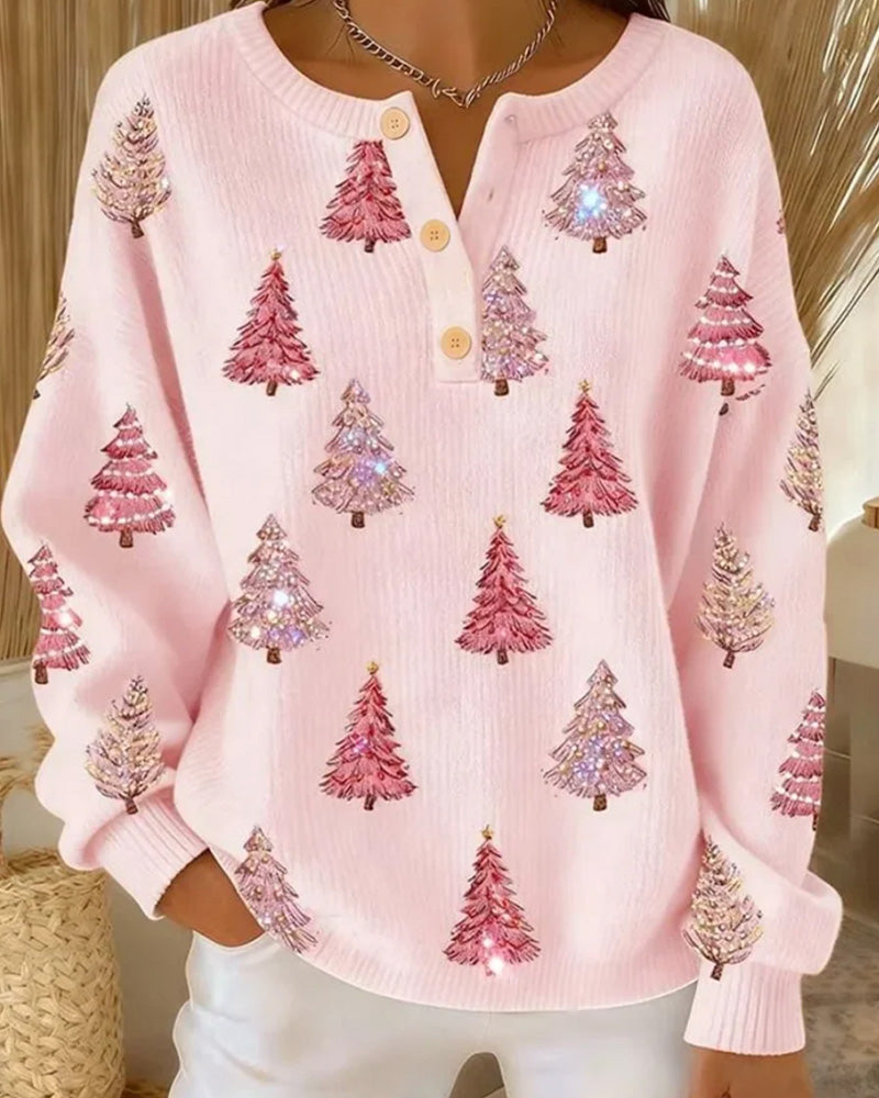 Genser Juletre Trykk Henley Krage
