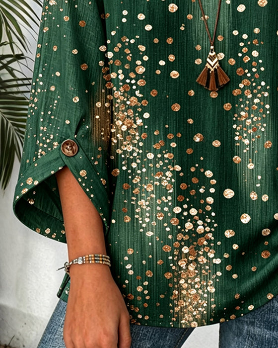 Bluse Rundhalset Polka Dot