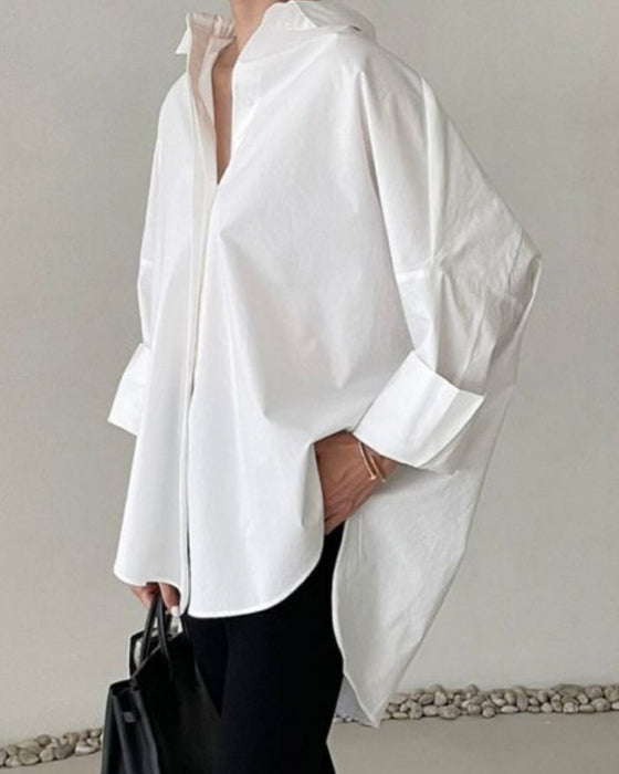 Bluse Drop-Skulder Løs Langermet