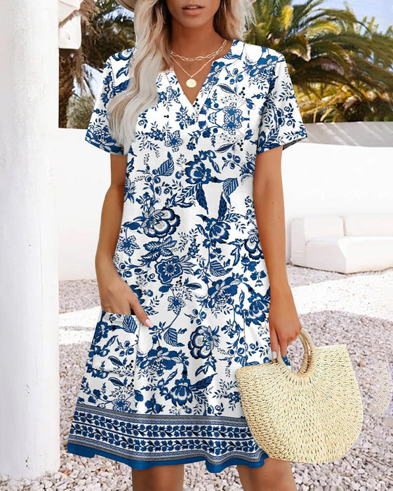 Kjole casual V-hals kort erme