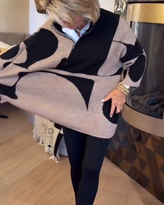 Genser Med Halv Glidelås Og Moteriktig Ståkrage