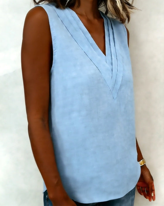 Tank Topp Moteriktig Dobbel Lag V-uttringning