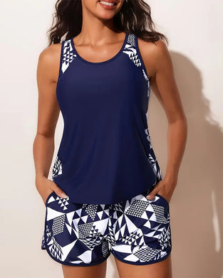 Badedrakt Tanktop Geometrisk Trykk Todelt
