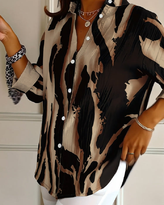 Bluse Ståkrage Uregelmessig Trykket