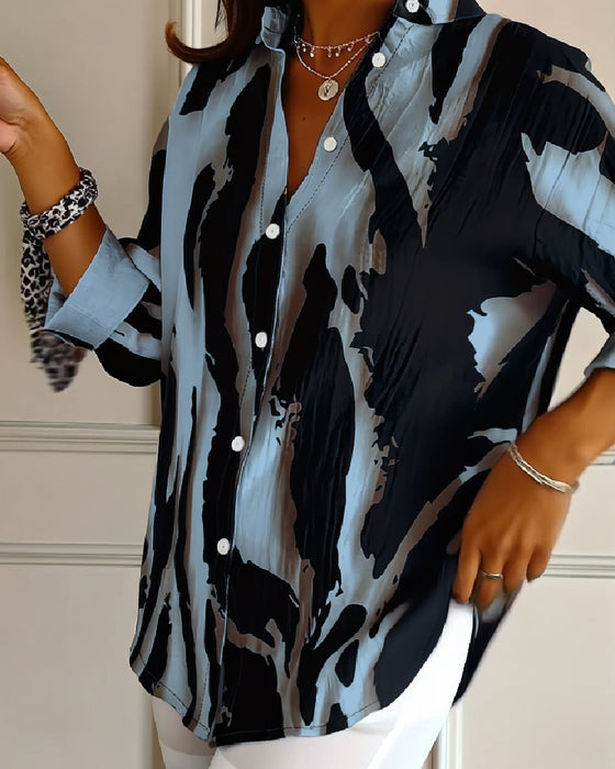 Bluse Ståkrage Uregelmessig Trykket