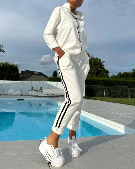 Kasual To - delssett Med Damenes Kapuzenhodeie Og Bukser