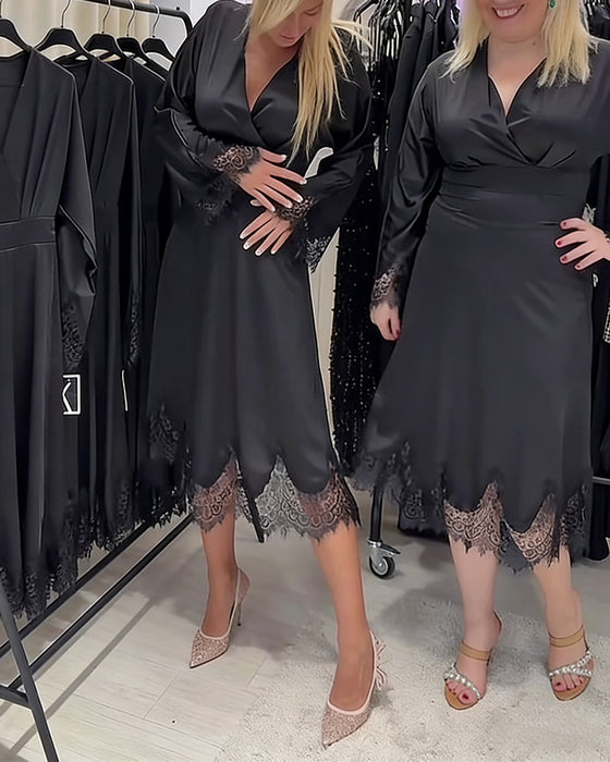 Sexy V-Halset Lappverkskjole