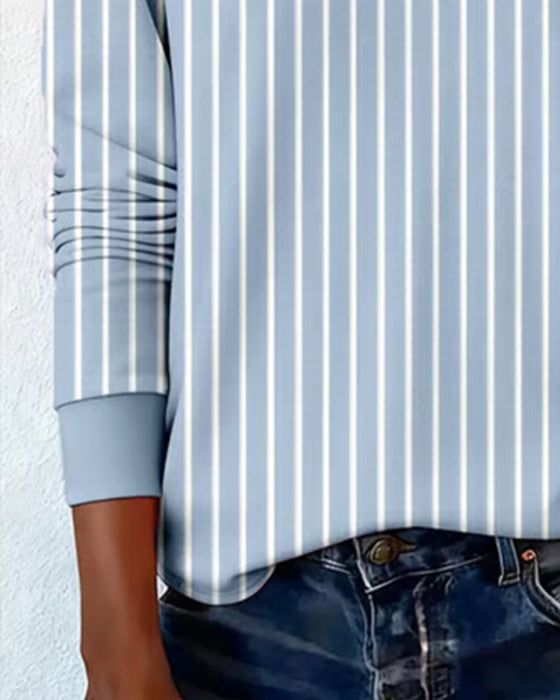 Swearshirt Med V-Utringning Og Denim-Lappverk