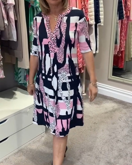 Midikjole med leopardmønster for kvinner