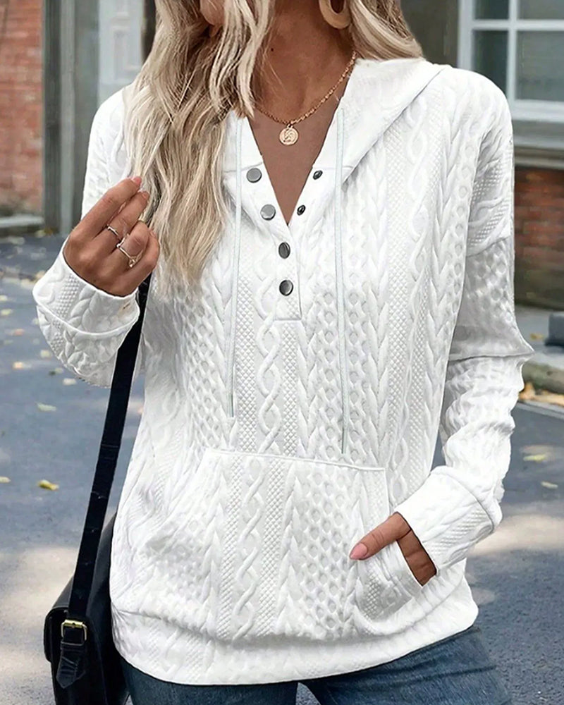 Hoodie Knapp Lomme Casual