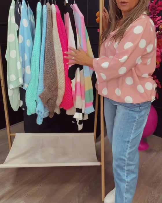 Bluse V-hals Prikket Løs