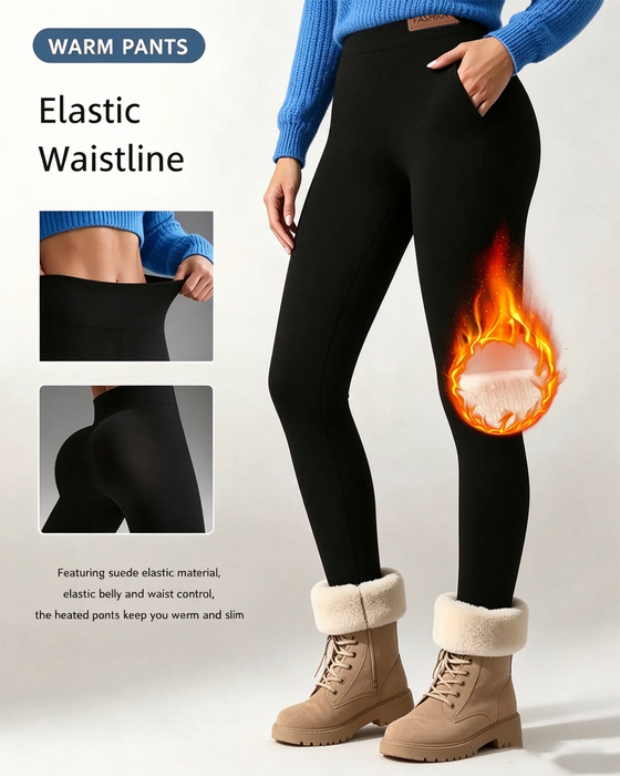 Leggings Fleecefôret Ensfarget Lomme