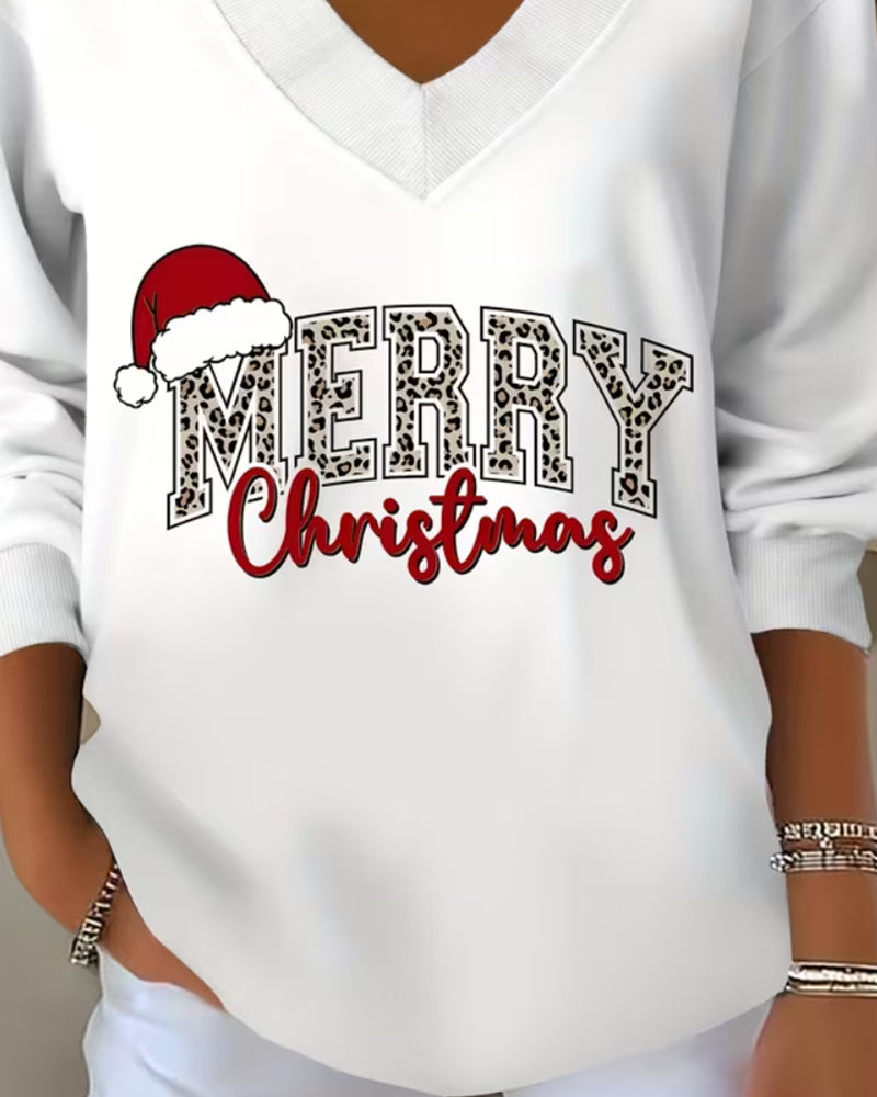 Sweatshirt V-Hals Jul Trykk