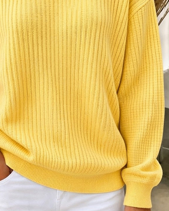 Sweatshirt Casual Solid Lang Erme
