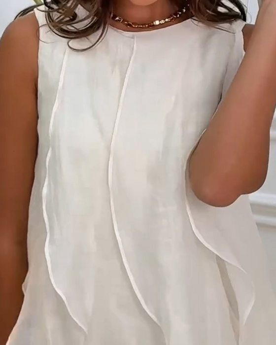Kjole Ermeløs Ruffle Elegant