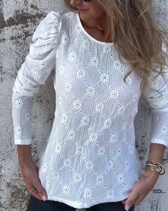 Bluse Med Puffermer Og Cutout