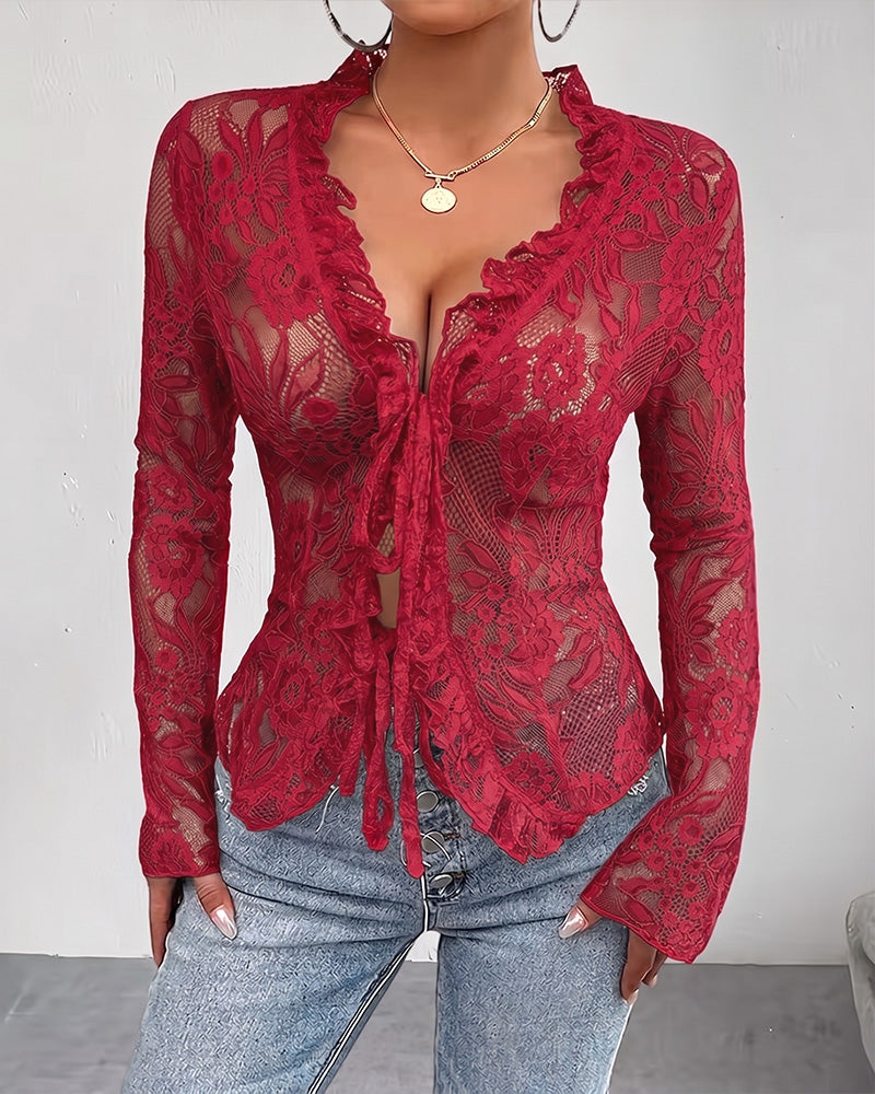 Bluse V-Hals Knyte Blonde