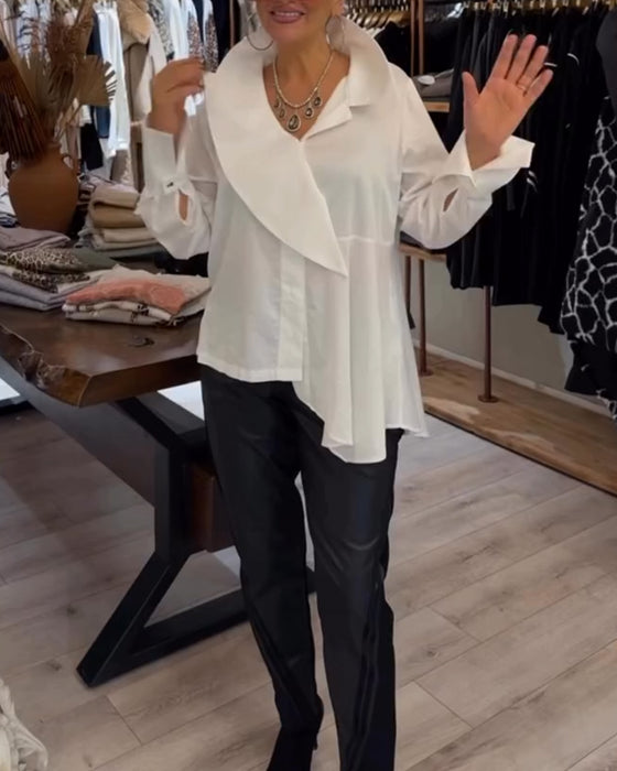 Skjorte Uregelmessig Krage Ensfarget