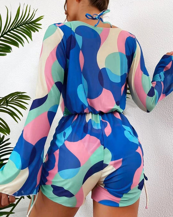 Badedrakt Dekke Trykt Bikini Tredelt