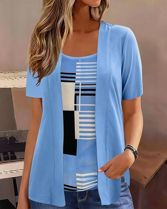 Bluse Patchwork Falsk Todelt